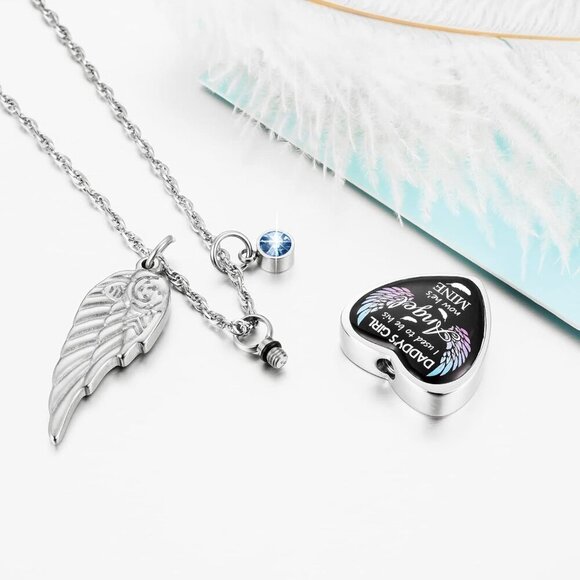 Heart Urn Necklace for Ashes Birthstones Cremation Jewelry for Ashes Stainless S - Picture 2 of 7